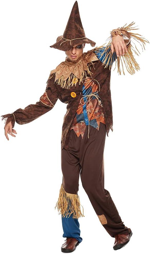 EraSpooky Men's Scarecrow Costume Deluxe Adult Halloween Straw Wizard Kit (Large)
