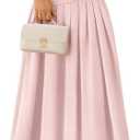 MEROKEETY Women's Fall Long Sleeve Wedding Guest Dresses 2025 One Shoulder Elegant Formal Pleated Midi Maxi Dress (Pink, M)