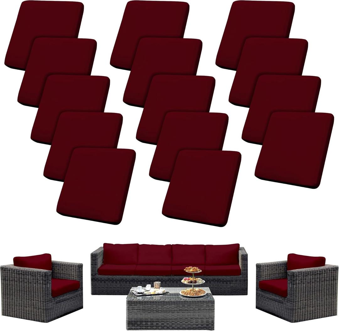 Outdoor Cushion Covers Set,14PCS Patio Furniture Couch Seat Slipcovers, Replacement for Sofa Sectional Chair(CoverOnly)