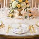102PCS White and Gold Plastic Plates - Heavy Duty Gold Disposable Plates Include 51PCS 7.5inch Dessert Plates, 51PCS 10.25inch Dinner Plates for Wedding & Parties