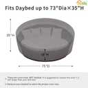 Easy-Going Heavy Duty 600D Outdoor Daybed Cover 75 Inch UV Resistant Patio Round Sofa Cover Waterproof Outdoor Canopy Daybed Sofa Cover with Air Vent 75" Dia x 35"/18" H, Grey