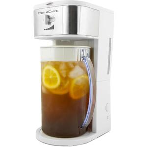 HomeCraft 3-Quart White Stainless Steel Caf' Iced Tea And Iced Coffee Brewing System, 12 Cups, Strength Selector & Infuser Chamber, Perfect For Lattes, Lemonade, Flavored Water, Large Pitcher