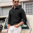 Lion Nardo Oxford Shirts for Mens Long Sleeve Dress Shirts Business Casual Button Down Shirts Untucked Shirts for Men (Black)