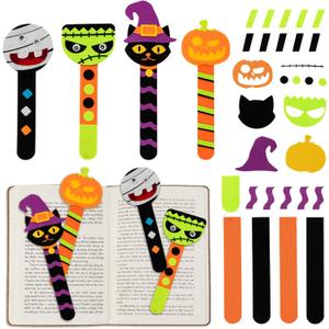 Shemira 16 Pack Halloween Crafts for Kids, Halloween Bookmark Craft for Party Favors, Halloween Trick or Treating Gifts Toys, Halloween Miniatures Prizes for Kids, Halloween School Art Activities