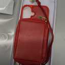 Phone Case for iPhone 16 6.1 inch Wallet Cell Cover with Tempered Glass Screen Protector Wrist Crossbody Strap Lanyard Stand RFID Blocking Credit Card Holder i Phone16 i16 16Case Women Men Girls Red