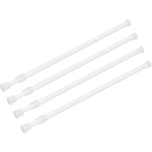4 Pack Tension Curtain Rod 28-48 Inch, Small Short Adjustable Extendable Spring Loaded Rods for Windows Cabinet Blinds Closet Bedroom Kitchen Bathroom Door No Drilling White