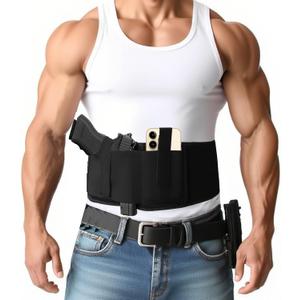 Belly Band Holster for Men & Women, Concealed Carry Gun Holster, Ambidextrous Design, Fits Glock 19 17 42 43 43x, Taurus, Ruger LCP, S&W M&P Shield for Most Handguns