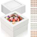 Essenya 15 PCS Cake Boxes 8 Inch, 8x8x5 Inch Cake Box, 8 Inch Cake Box with Window, White Bakery Boxes, Large Baking Boxes, Cajas Para Pasteles, 8x8 Cake Boxes for Birthday, Wedding, Party, Business