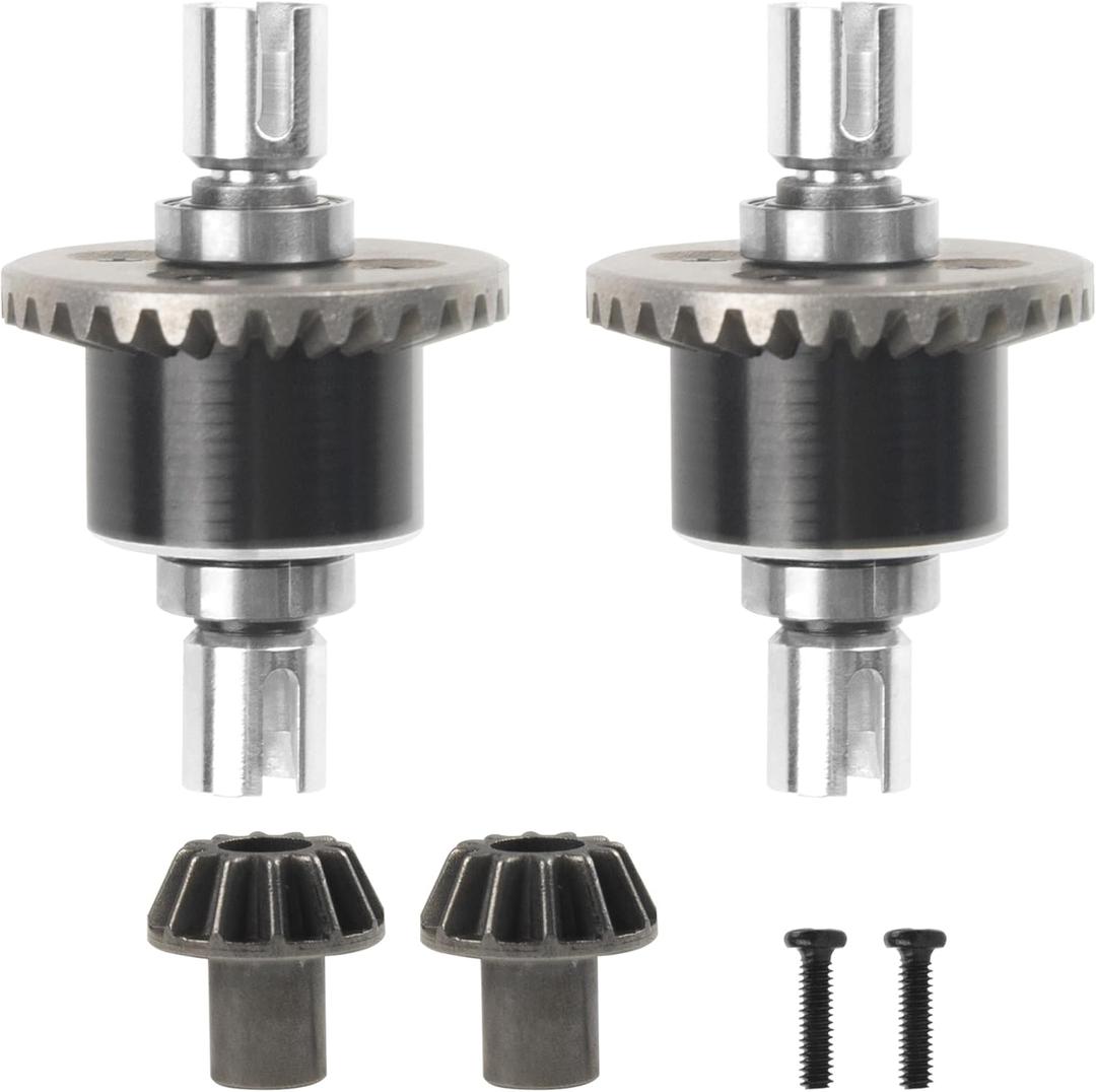 ShareGoo 2Pcs Front & Rear Differential Gear Diff Gear Set Compatible with WLtoys 144010 144001 144002 124016 124017 124018 124019 RC Car Upgrade Parts