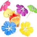 300 Pieces Drink Umbrellas Cocktail Picks Parasol Cocktail Umbrellas for Drinks Sticks with Wood Toothpicks for Summer Hawaiian Cupcake Toppers Umbrella Sticks Tropical Wedding Party Decor