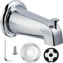 Dreyoo Slip On Diverter Tub Spout with Metal Cover Ring and Foam Gasket, Compatible with Kohler GP85556-CP, Bathroom Bathtub Faucet Set Replacement Fits 1/2'' Copper Water Tube (Polished Chrome)