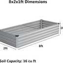 zunatu 8x2x1 ft(2 Pack) Galvanized Raised Garden Bed,Outdoor Planter Box Metal Patio Kit Planting Bed for Vegetables Flowers and Succulents,Silver