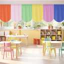 6Pcs Color Crush School Classroom Curtains Colorful Back to School Curtains Color Crush Classroom Window Decorations for Kindergarten Preschool Daycare Bedroom Playroom Room Decor, 24"W x 36"L