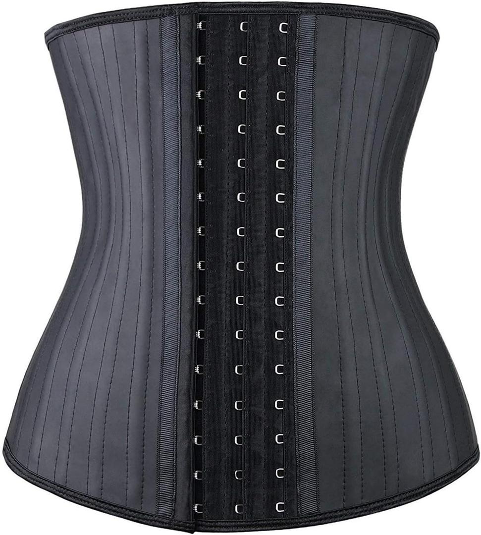 YIANNA Waist Trainer for Women Latex Underbust Waist Cincher Corset Sport Girdle Hourglass Body Shaper (XX-Large, Black (25 Steel Bones))