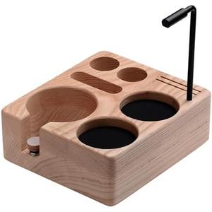 Normcore Compact Tamping Station, Wood Espresso Accessory Tool Organizer, Wooden Coffee Tamper Holder Station For 58mm Espresso Machine, Genuine American White Ashwood