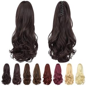 ponytail extension,16" claw clip hair extensions ponytail short curly hair ponytail Extension Natural Looking Synthetic Hairpiece for Women Black brown