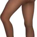 Fleece Lined Tights Sheer Women - Fake Translucent Warm Pantyhose Leggings Sheer Thick Tights for Winter (X-Small, Invisible One Line Crotch-brown)