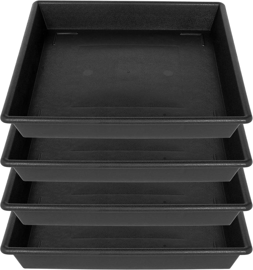 NIMYAU Square Plant Saucer 14 Inch 4 Pack, Plant Stand Plant Trays for Pots Heavy Duty Plastic Plant Saucers for Indoors Outdoors, Flower Pot No Holes Terracotta Plant Lover Gardening Gifts