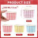 120 Pcs Gingham Ice Cream Cups 12 oz Disposable Easter Paper Cups Pastel Gingham Party Cup Bulk Blue Purple Yellow Red Snack Bowls for Easter Holiday Birthday Picnic BBQ Wedding Tea Party Supplies