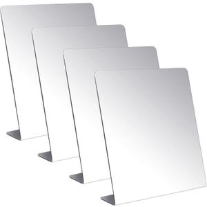 Amyhill 4 Pcs Counter Top Mirror Freestanding Mirror Single Sided Acrylic Desk Glass for Tabletop Bedroom, Office, Bathroom, Dorm, Home (8.5 x 11 Inch)