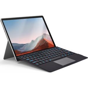 Backlit Keyboard for Surface Pro 7/7 Plus/6/5/4/3, 7 Colors Font Backlight Detachable Wireless Type Cover with Trackpad/Pen Holder Compatible with Microsoft Surface Pro 7/7+/6/5/4 12.3 Inch