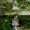 Suyorpe Solar Fairy Garden Statue Lights Outdoor Decor - Fairies Mushroom Resin Waterproof Figurine for Patio Backyard Yard Lawn Decoration,Gift for Mom Grandma Wife,Mushroom
