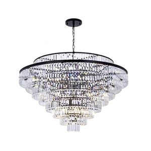 Wellmet Large Crystal Chandelier, 48 Black Farmhouse Chandelier, 9 Tier Luxury Crystal Pendant Light, for Living Room, Entryway, Dining Room, Hallway, Restaurant