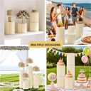 Urban Deco Cylinder Stands for Party, 8PCS Cake Pedestal Stands for Parties, Foldable Cardboard Pillars with Acrylic Disc, Cilindros para Fiestas Redondos Blancos for Birthday Wedding Decor, White