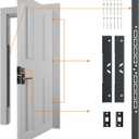 Yuleimy Door Armor MAX 5-Piece Kit - 46" Heavy Duty Steel Door Reinforcement System, Anti-Kick Security Plates for Jamb, Hinges & Lock, Easy 30-Min Install with Template, Corrosion Proof Black