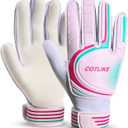 Soccer Goalie Gloves  Goalkeeper Gloves for Kids Boys Girls Youth, Goalie Gloves for Kids 8-12 with Strong Grips, 100% Latex Palms, Breathable & Protective Design for Training Match (7, Pink)