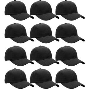 Falari Wholesale Bulk Lot 12-Pack Baseball Cap Adjustable Size Plain Blank Solid Color