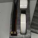 Havniva Ceramic 1.6 Cup Raised Slow Feeder Dog Bowl Set, Elevated 7.3inch Bowl and 8.2inch Dish with Acacia Wood Stand for Medium and Large Dog(Reactived Glaze -White