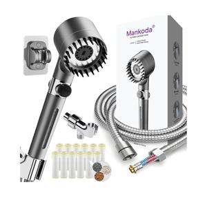 High Pressure Filtered Shower Head - 3 Spray Modes Shower head with Handheld, Detachable Showerhead with 12 Replaceable Water Softener Filters for Hard Water | Shower with 75" Anti-Burst Hose
