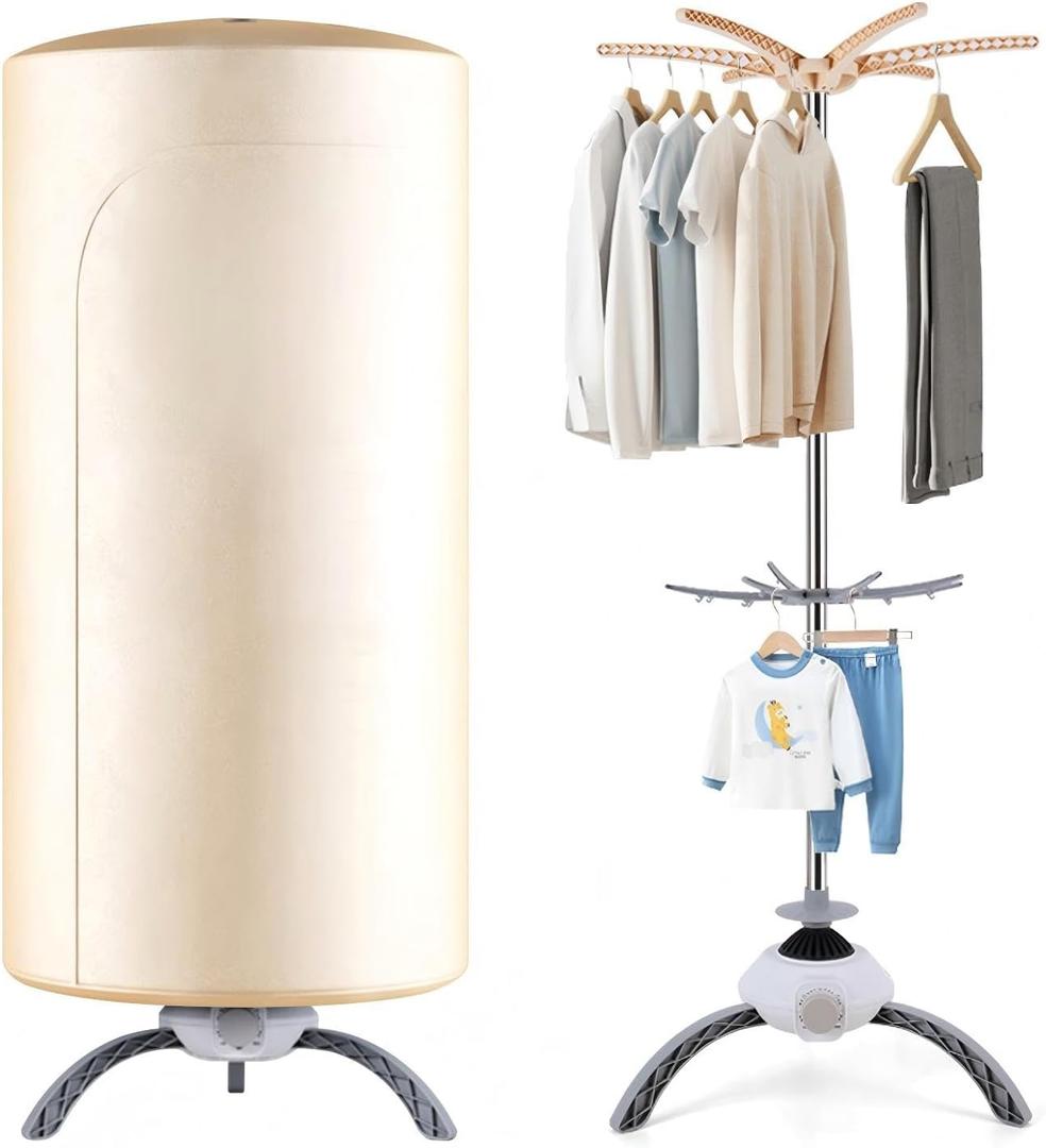 Portable Clothes Dryer, 900W Fast Drying & Large Load Capacity for Laundry and Shoes - Compact Mini Dryer Machine for Travel, Apartments, RV, Dorm Beige
