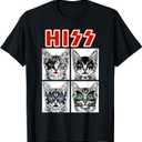 Retro Cat Rock Music Concert Band Men Kids Women Funny Cat T-Shirt, Size Large