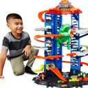 Hot Wheels City Robo T-Rex Ultimate Garage Multi-Level Multi-Play Mode Stores 100 Plus 1:64 Scale Cars Gift idea for Kids 3 and Older 