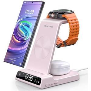 Wireless Charger for Samsung Charging Station, 3 in 1 Android Phone Wireless Charger for Samsung Galaxy S24 Ultra/S23 Ultra/Z Flip 5/Fold 5/Buds, Charger for Galaxy Watch 7/6/5/4/3(for Samsung Only)