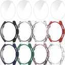 8+4 Pcs Case for Samsung Galaxy Watch 6 Classic 47mm with Tempered Glass Screen Protector, Anti-Fog Waterproof Screen Protector Hard PC Cover Compatible with Galaxy Watch 6 Classic 47mm