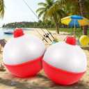 Jetec 2 Pcs 32 Inch Giant Inflatable Bobber Balloons Gone Fishing Birthday Party Decorations Giant Fishing Lure Decor Red White Hanging Ornaments for Ice Fishermen Yard Pool Party Favors Supplies