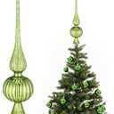 Gejoy Mercury Glass Finial Christmas Tree Topper Vintage Lime Green Spherical Ornaments Blown Glass Xmas Tree Topper Finials Mid Century Holiday Indoor Suitable for Party Decoration, 9.8inches