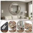 Large 30 Inch Round Capiz Shell Mirror Coastal Seashell Wall Decor