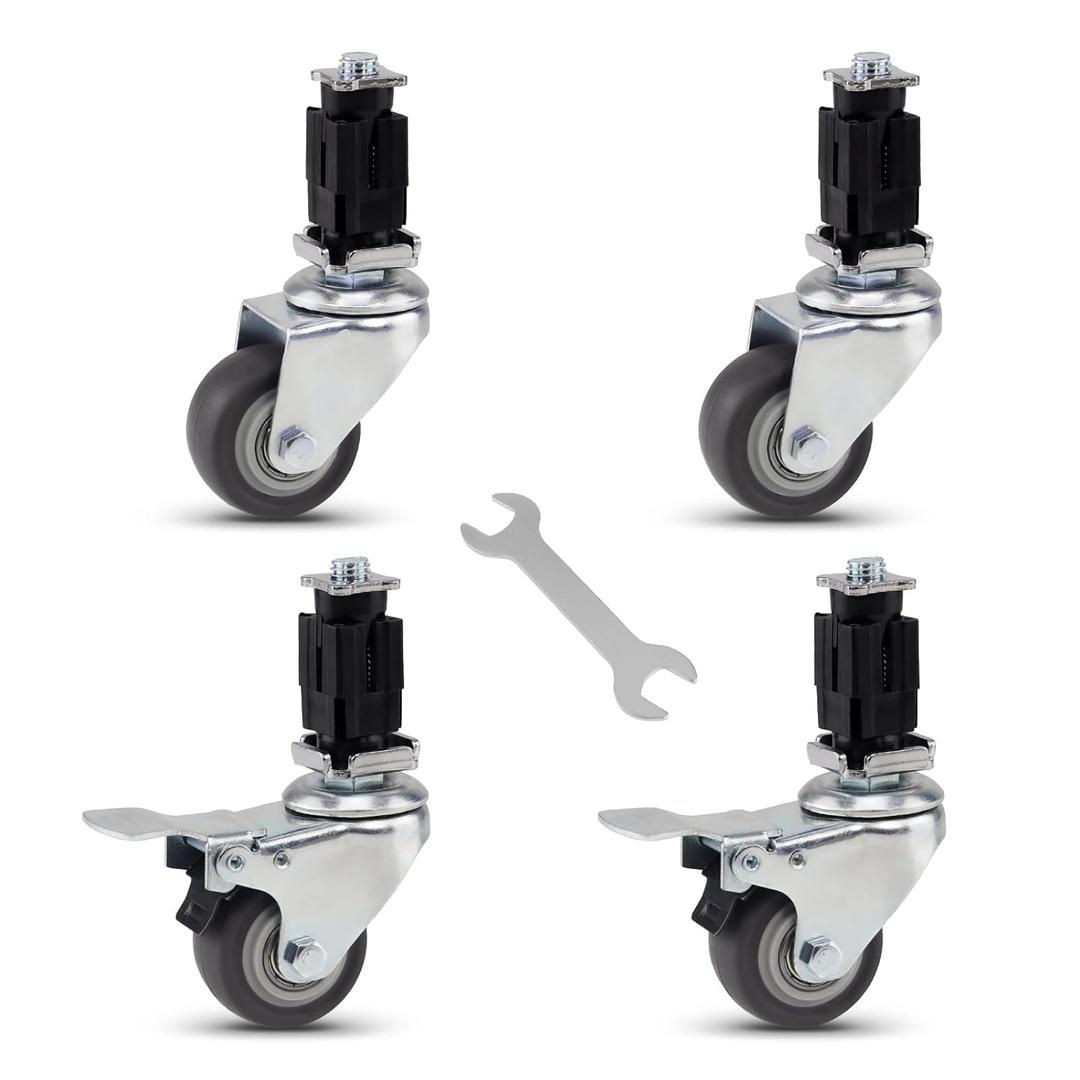 2inch Plug-in casters, Silent, high Load Capacity 4pcs Set (1 Square Tube Plug-in casters, 2with Brake 2withoutThe Wall Thickness Should be Less Than 1.2mm)