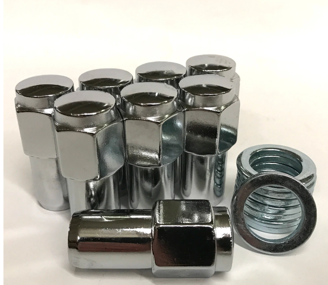 Mag Lug Nut 12x1.5 Flat Top 1.0" Long Shank, Zinc Washer