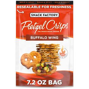 Snack Factory Buffalo Wing Pretzel Crisps, Non-GMO, 7.2 OZ Resealable Bag (7.2 Ounce (Pack of 1), BBD 02/28/2026