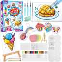 70PCS Magic Foam Texture Painting Kit, Magic Puffy Paint Kit with 30 Foam Texture Paper, 24 Colors Acrylic Paint Markers, Hole Punch Mini Display Stand, 3D Painting Craft Gift for Birthday, Christmas