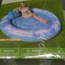 SLOOSH Inflatable Tanning Pool Lounger Float, 72" x 56" Pool Floats Adult with Pillow, 4 in 1 Round Suntan Tub Raft Floatie,Sunbathing Bed Lounge for Water Blow Up Ball Pit Party Gifts, Blue