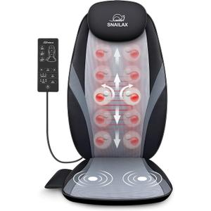 Snailax Shiatsu Massage Cushion with Heat Massage Chair Pad Kneading Back Massager for Home Office Seat use (Grey and Black)