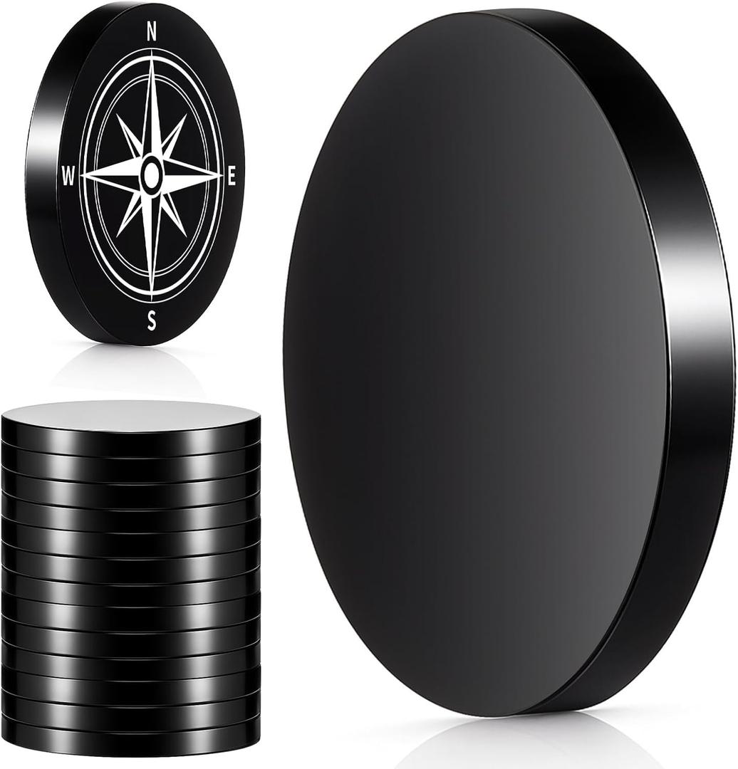 12 Pack 1 1/4" Black 304 Stainless Steel Coin Blanks Heavy Duty 1/8" Thick Blank Challenge Coins for Laser Engraving Hand Stamping DIY Crafts Birthday Travel Commemorative Collection