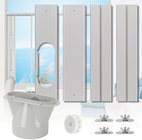 UNAOIWN Portable Air Conditioner Window Kit, Adjustable Vertical/Horizontal Sliding Window Kit Plate for AC Unit, AC Window Vent Kit, AC Window Seal Suitable for 5.1” AC Exhaust Hose