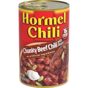 HORMEL Chili Chunky Beef Chili with Beans, No Artificial Ingredients, 15 Oz (EXP 02/22/29)